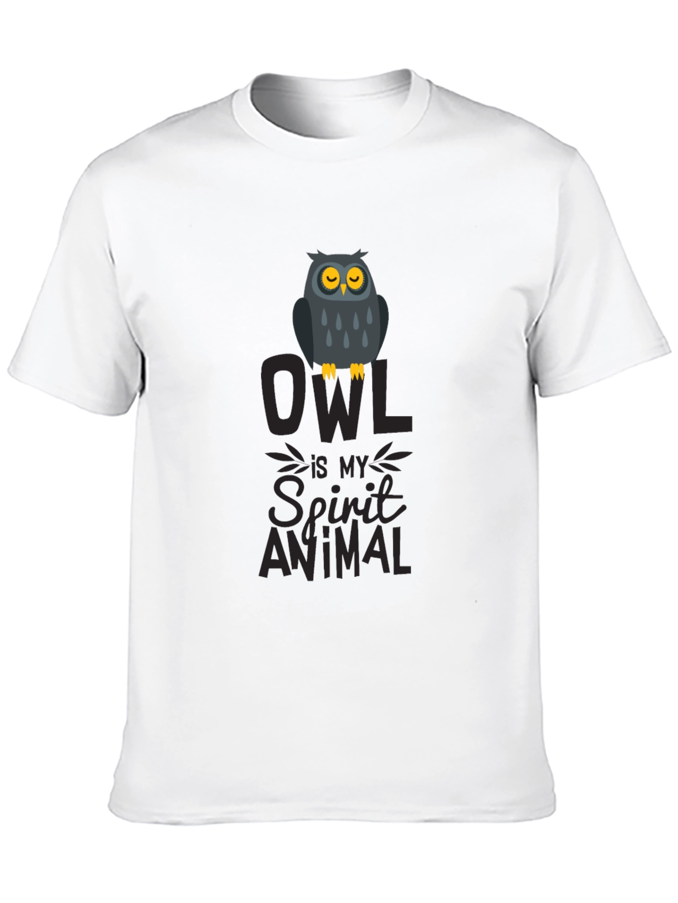 Owl Spirit Animal Graphic Print T-Shirt - Black