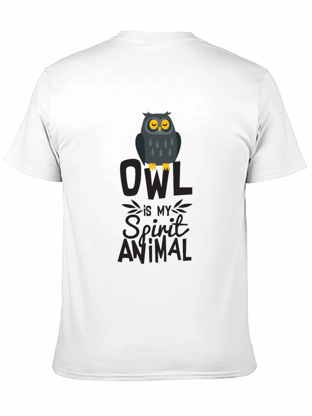 Owl Spirit Animal Graphic Print T-Shirt - Black