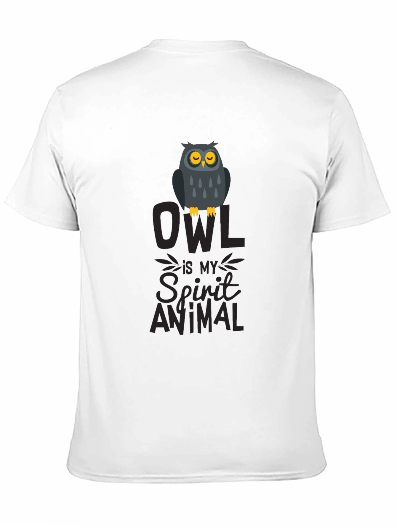 Owl Spirit Animal Graphic Print T-Shirt - Black
