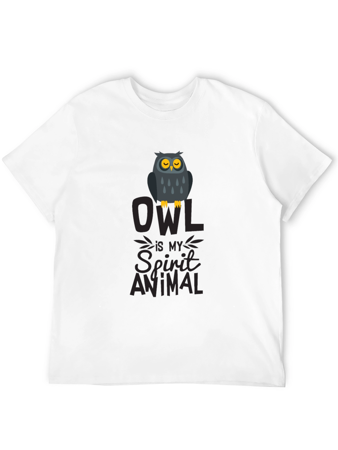 Owl Spirit Animal Graphic Print T-Shirt - Black