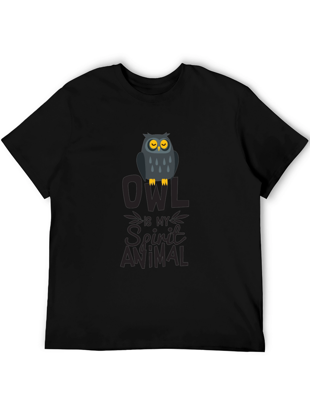 Owl Spirit Animal Graphic Print T-Shirt - Black