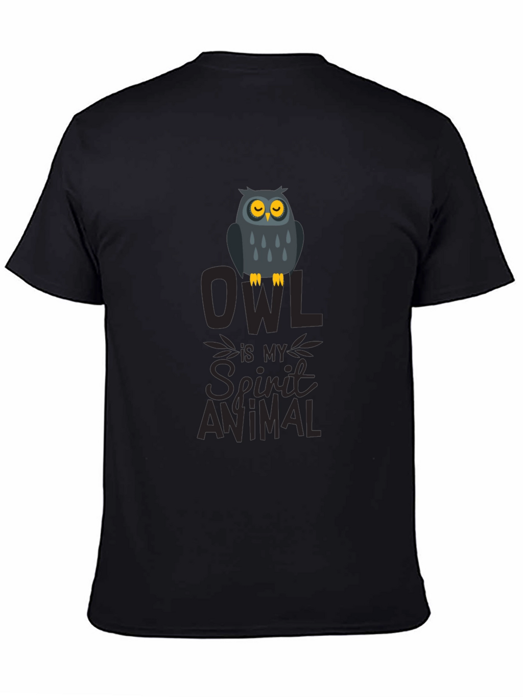Owl Spirit Animal Graphic Print T-Shirt - Black