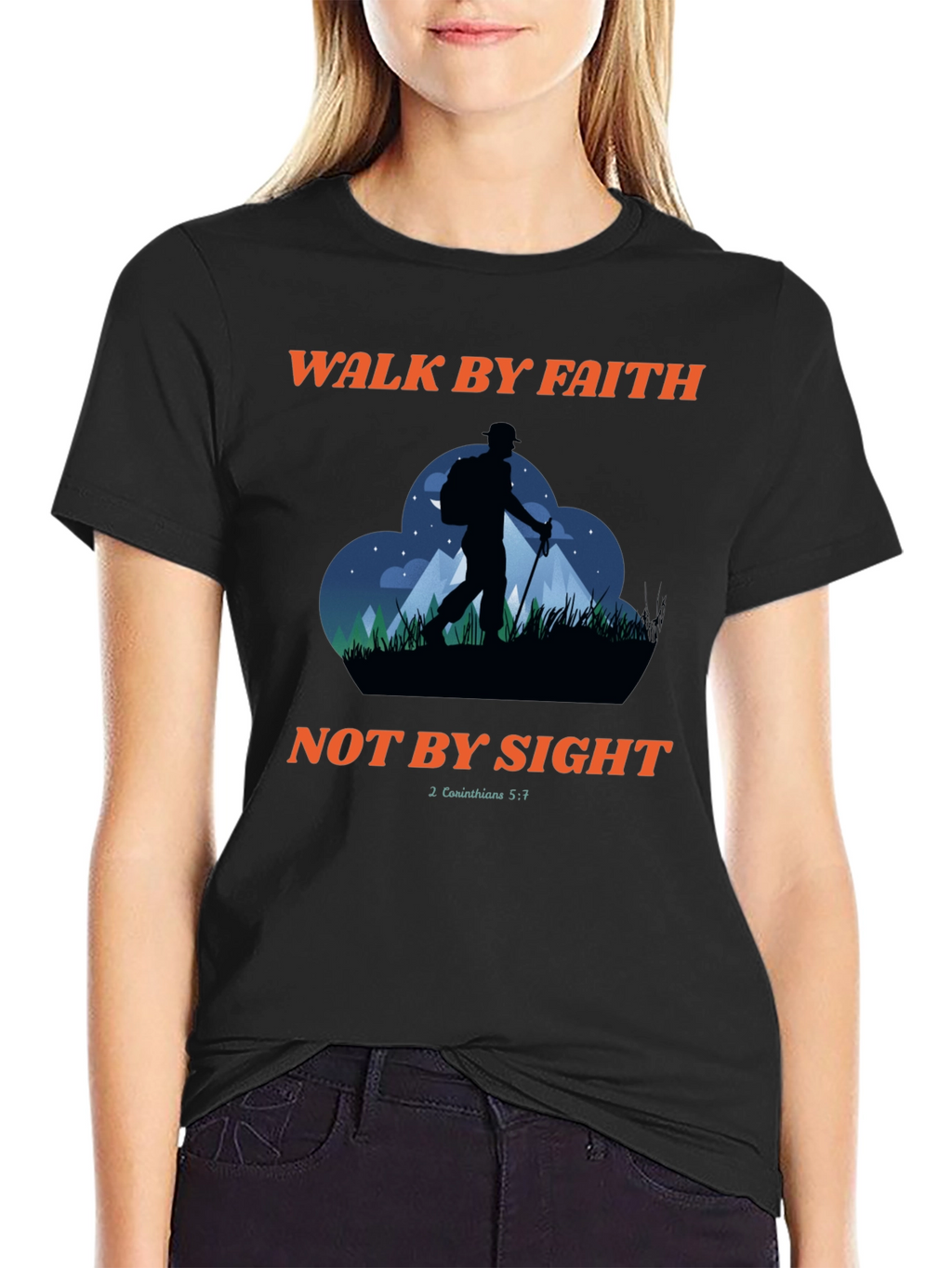 Walk By Faith T-Shirt: Christian Hiking Design
