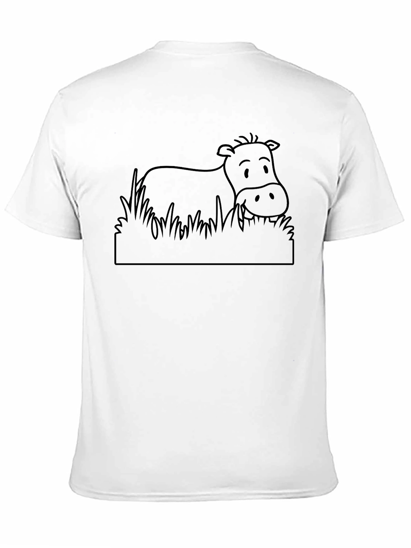 Cartoon Cow Graphic Tee - Black Cotton T-Shirt