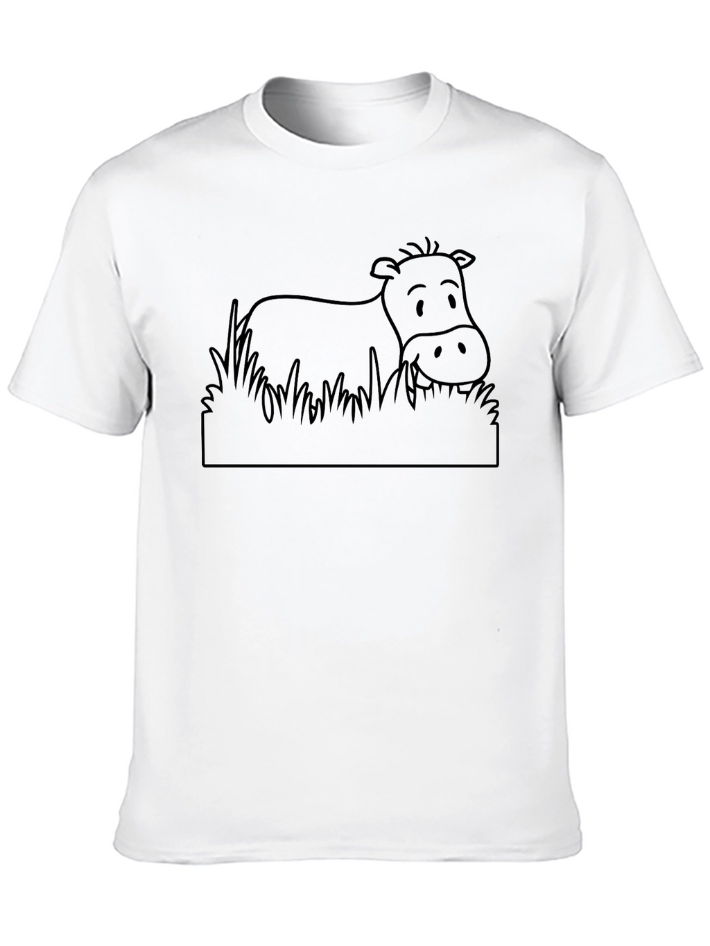 Cartoon Cow Graphic Tee - Black Cotton T-Shirt