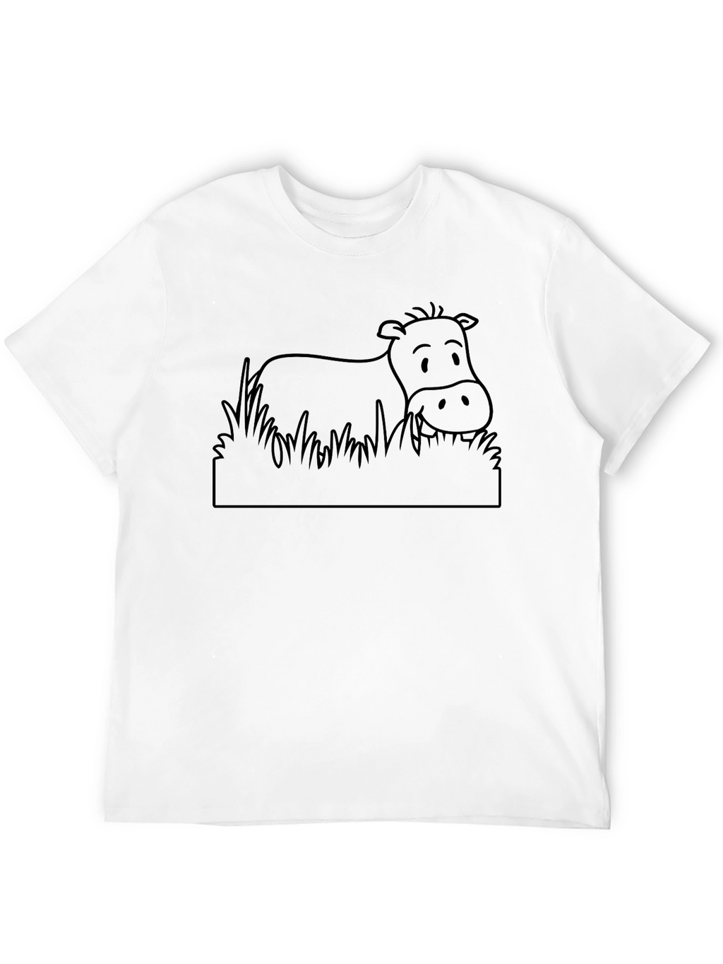 Cartoon Cow Graphic Tee - Black Cotton T-Shirt