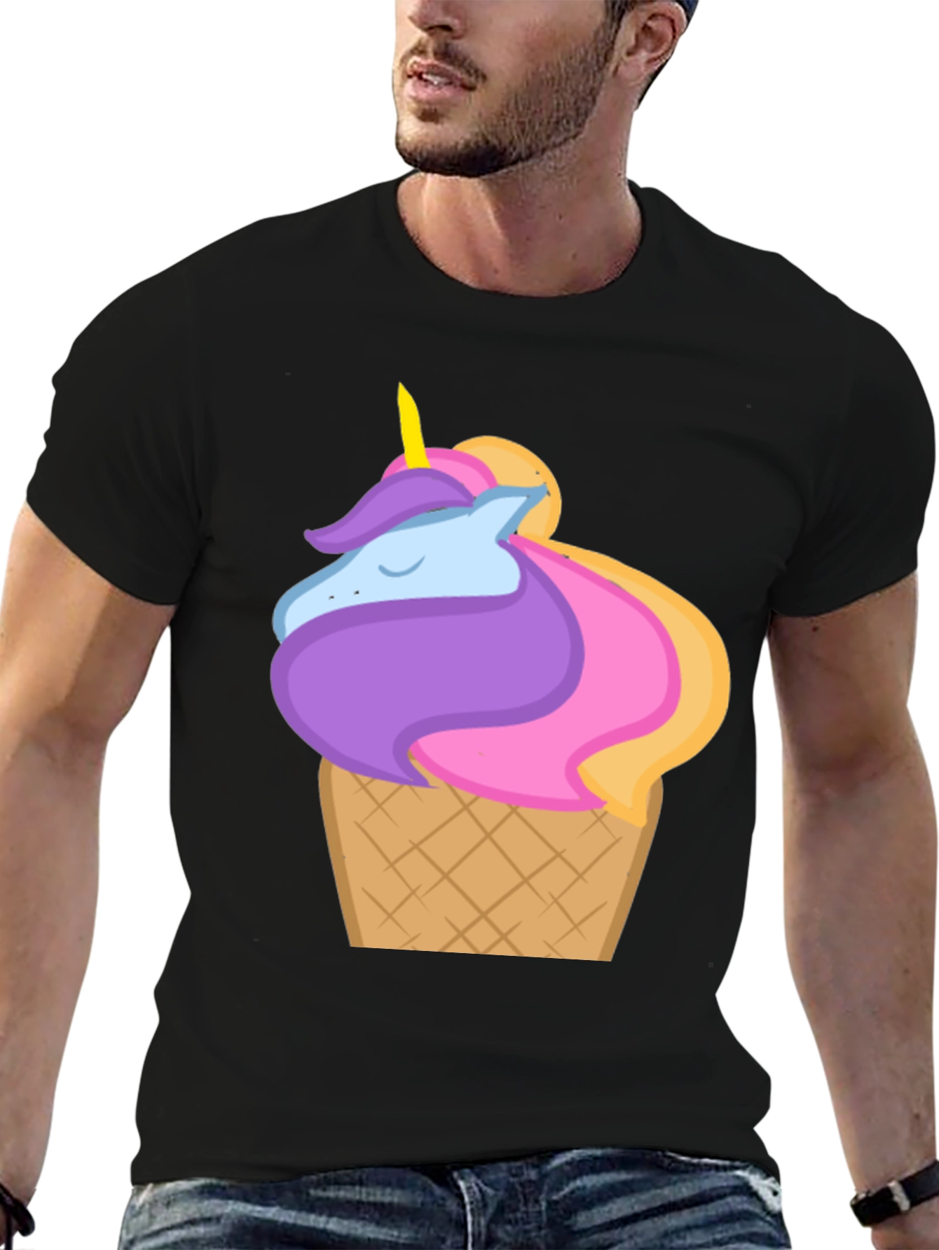 Unicorn Ice Cream Cone Graphic T-Shirt