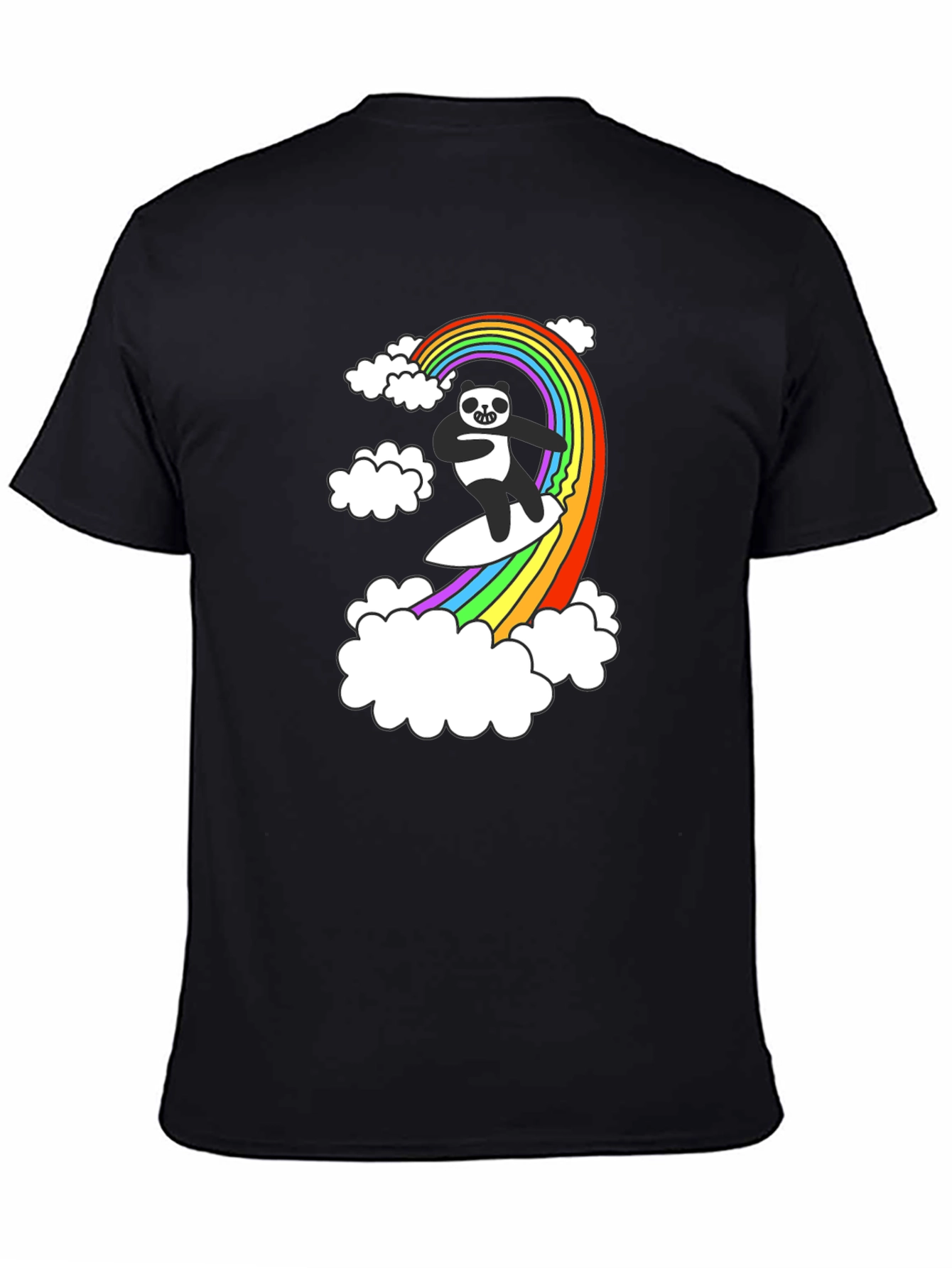 Panda Surfing Rainbow T-Shirt - Fun Graphic Tee