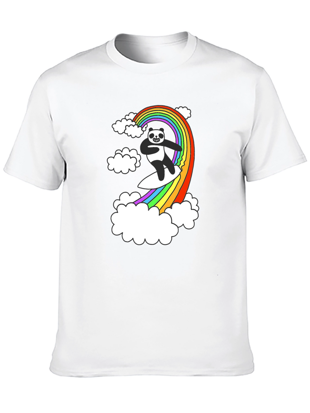 Panda Surfing Rainbow T-Shirt - Fun Graphic Tee