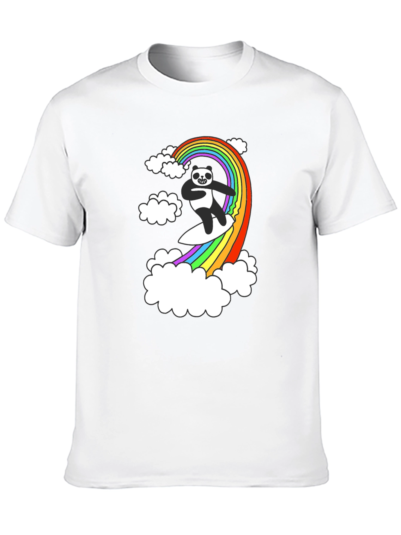 Panda Surfing Rainbow T-Shirt - Fun Graphic Tee