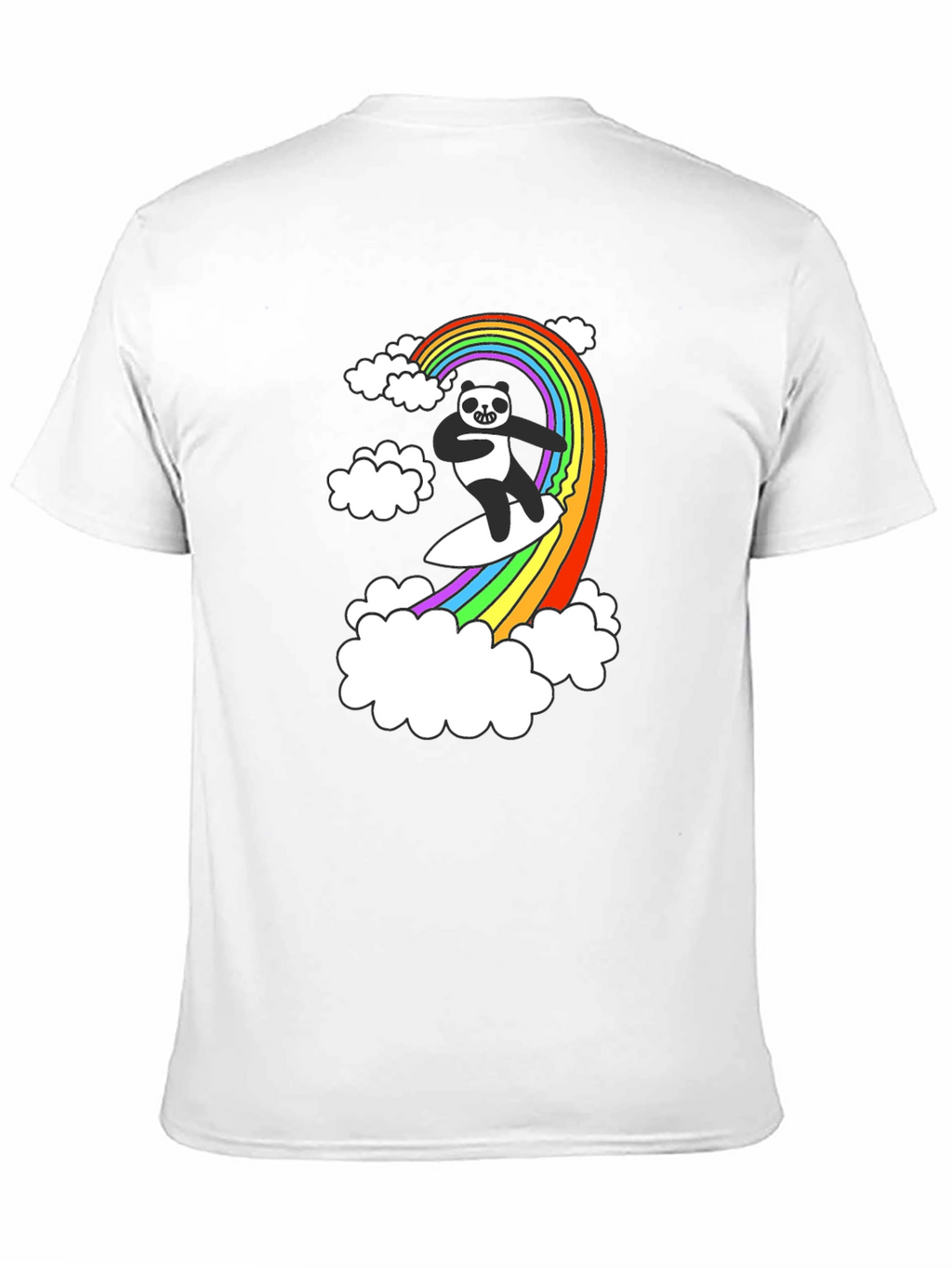 Panda Surfing Rainbow T-Shirt - Fun Graphic Tee