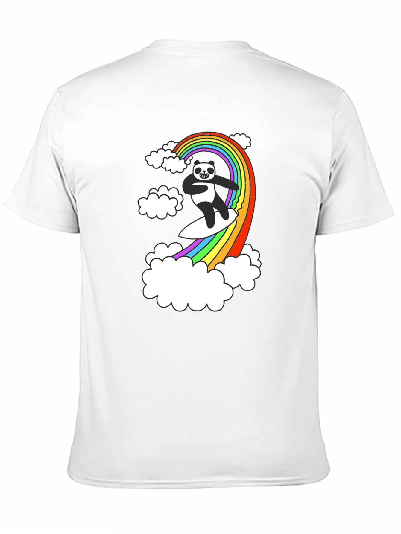 Panda Surfing Rainbow T-Shirt - Fun Graphic Tee