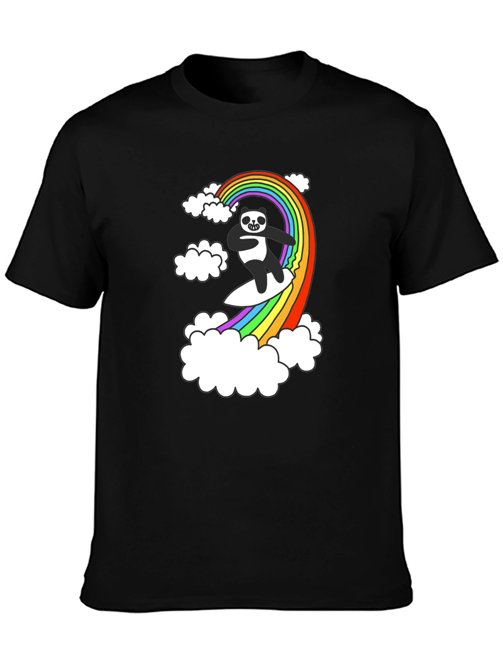 Panda Surfing Rainbow T-Shirt - Fun Graphic Tee