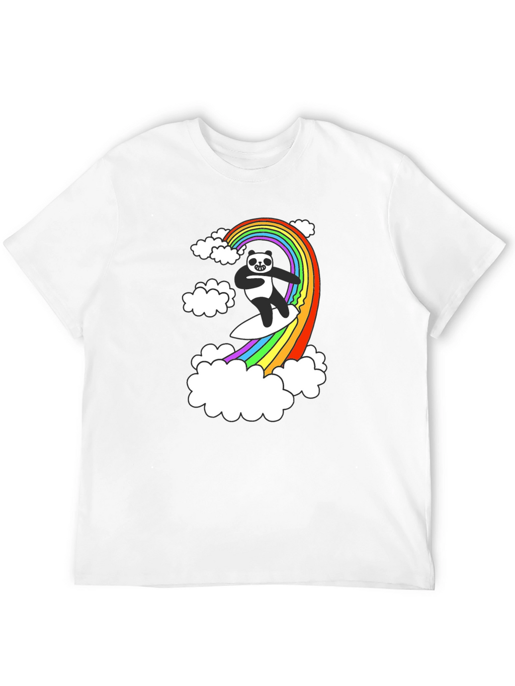 Panda Surfing Rainbow T-Shirt - Fun Graphic Tee
