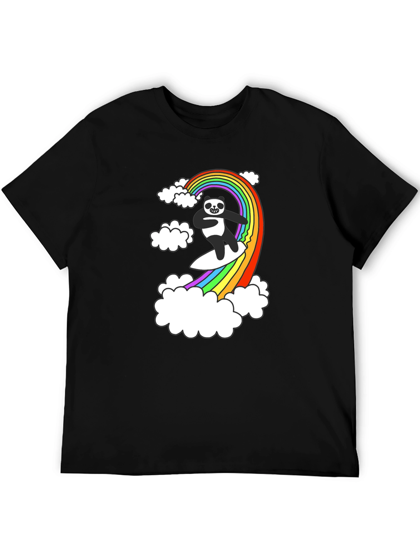 Panda Surfing Rainbow T-Shirt - Fun Graphic Tee