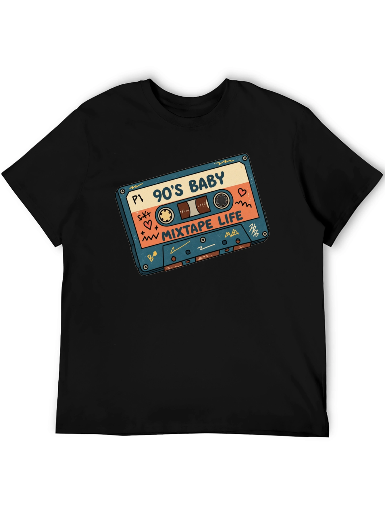 90s Baby Mixtape Life Graphic Tee - Black