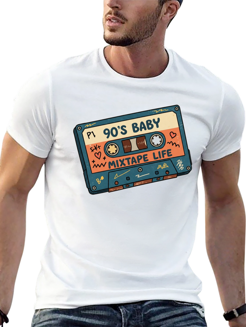 90s Baby Mixtape Life Graphic Tee - Black