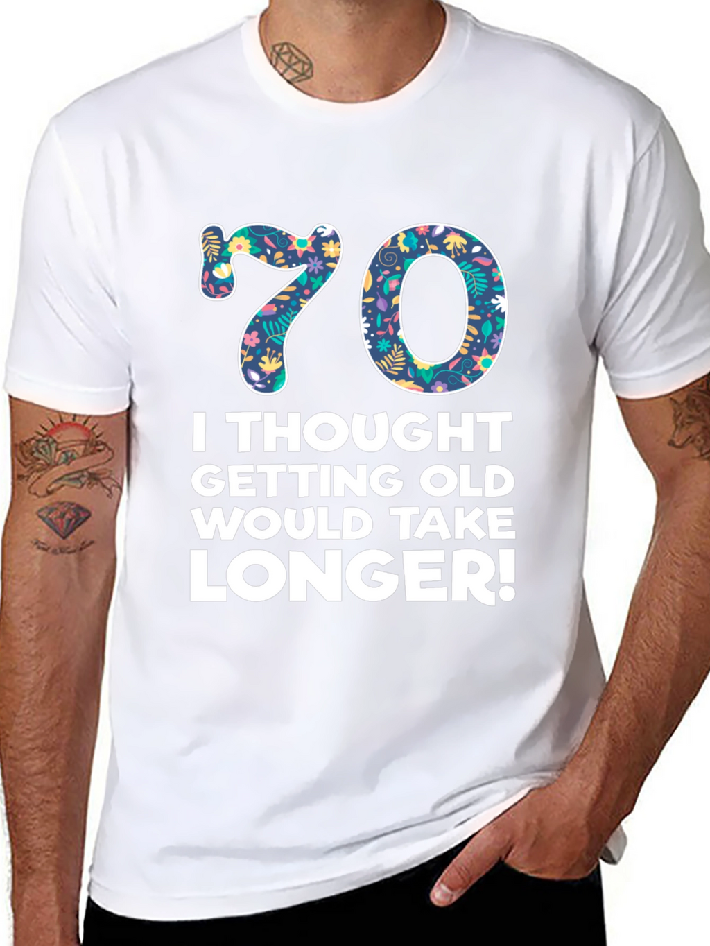 Funny 70th Birthday T-Shirt - Getting Old Takes Longer!