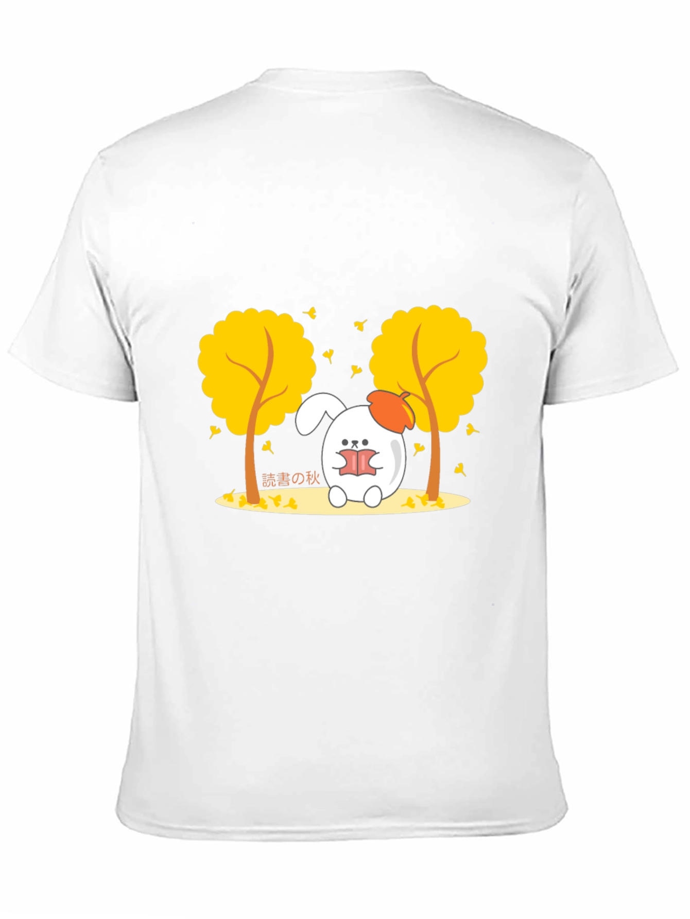 Autumn Reading Bunny Black T-Shirt