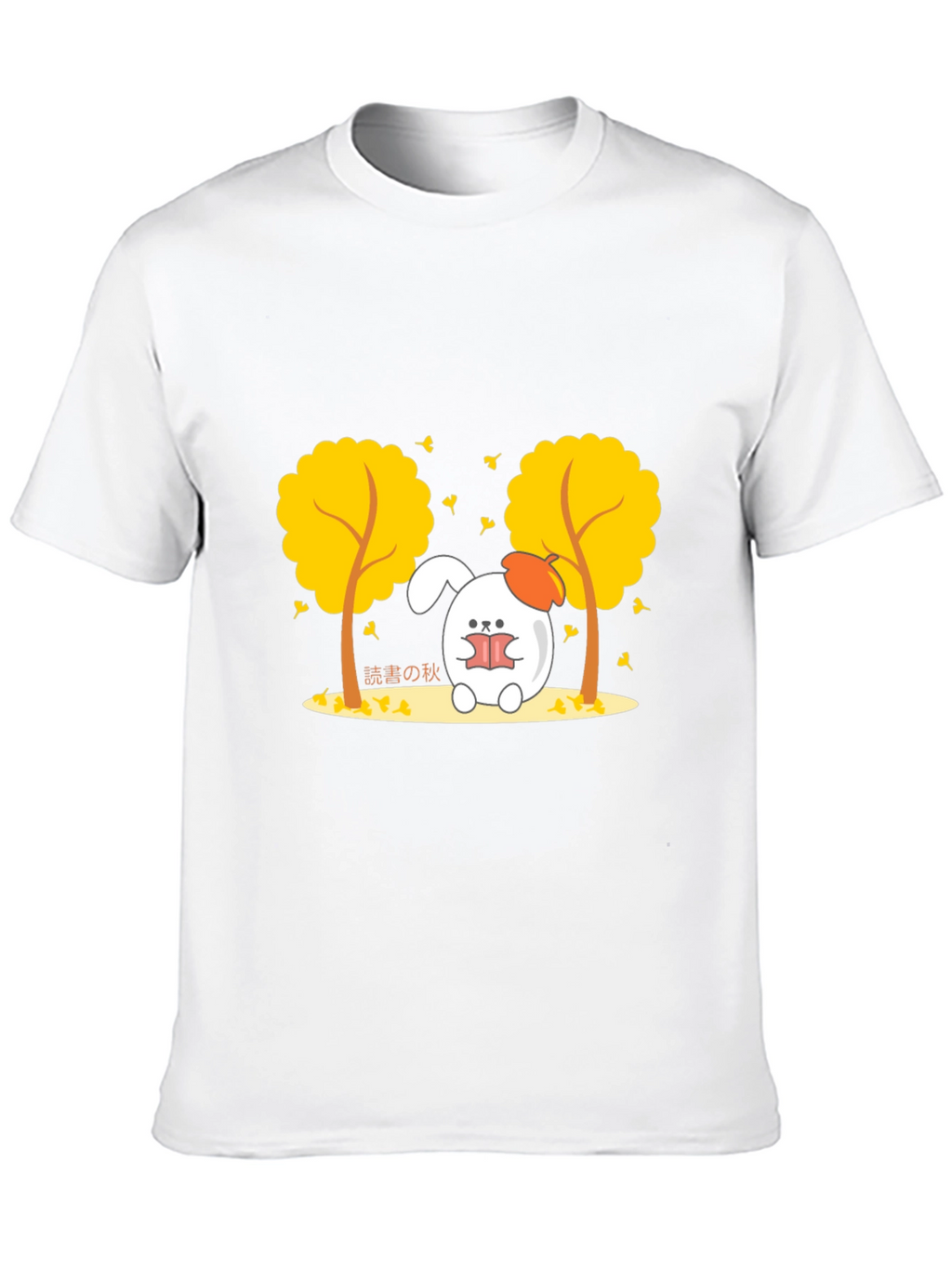 Autumn Reading Bunny Black T-Shirt