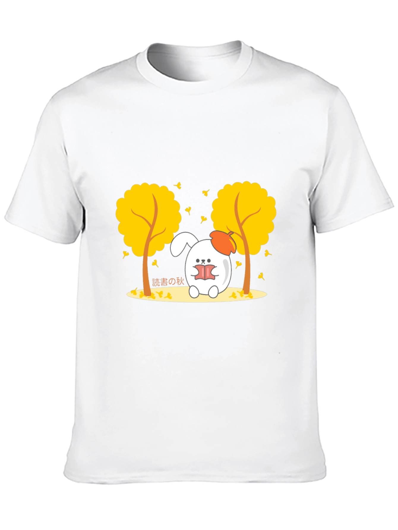 Autumn Reading Bunny Black T-Shirt