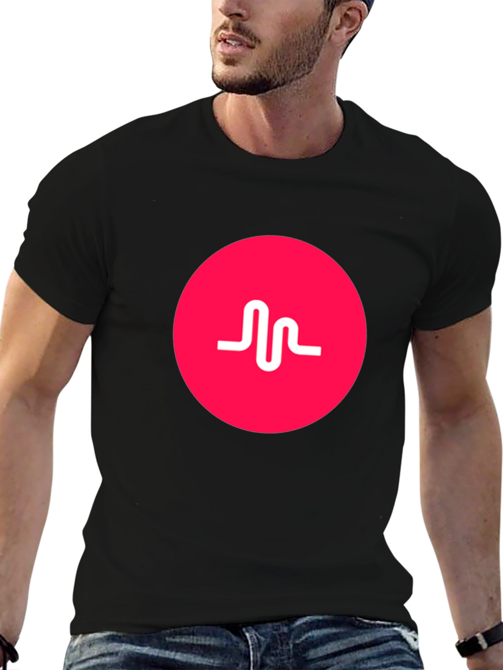 Black T-Shirt with Pink Musical.ly Logo