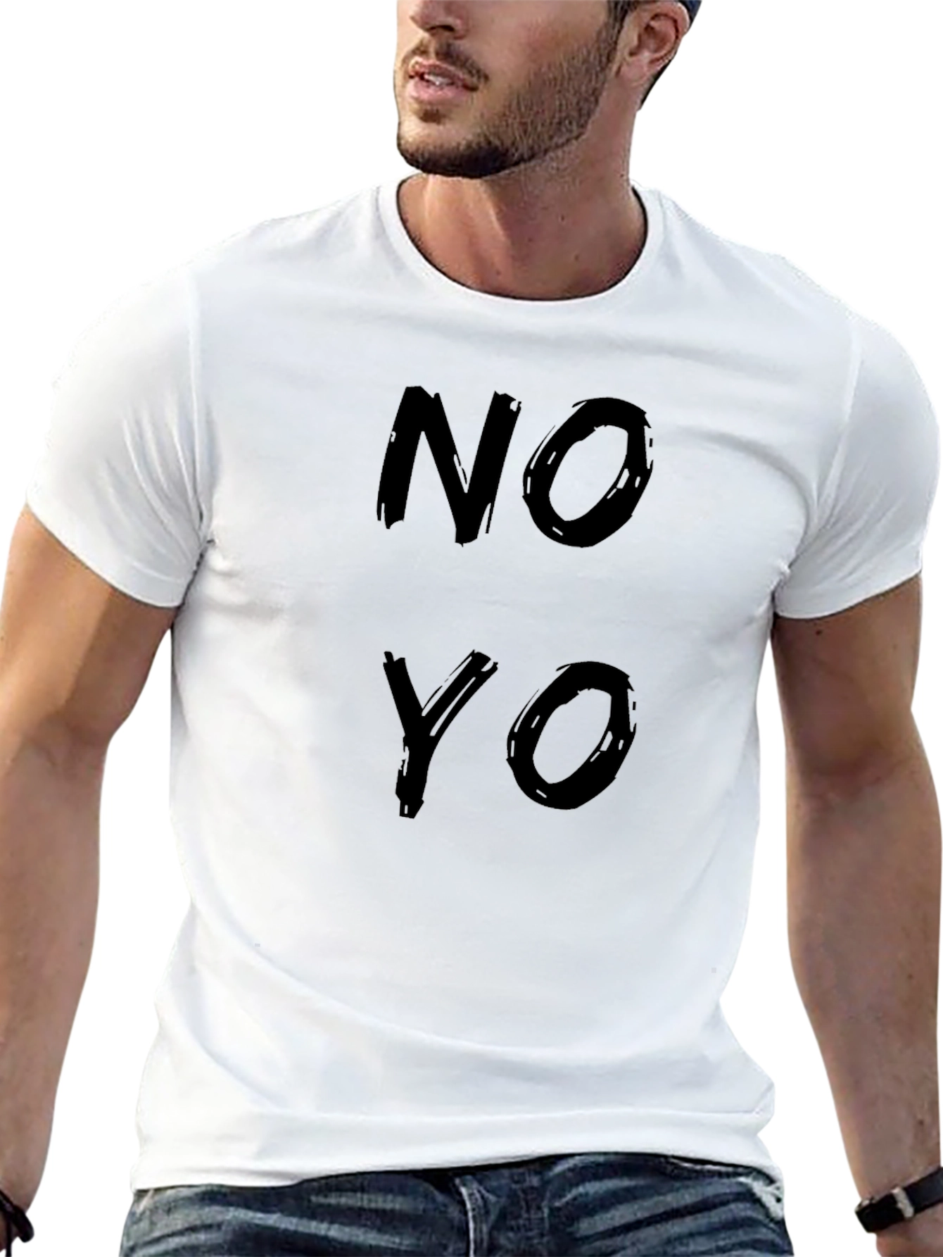 NO YO Graphic Tee - Black Cotton Casual Shirt