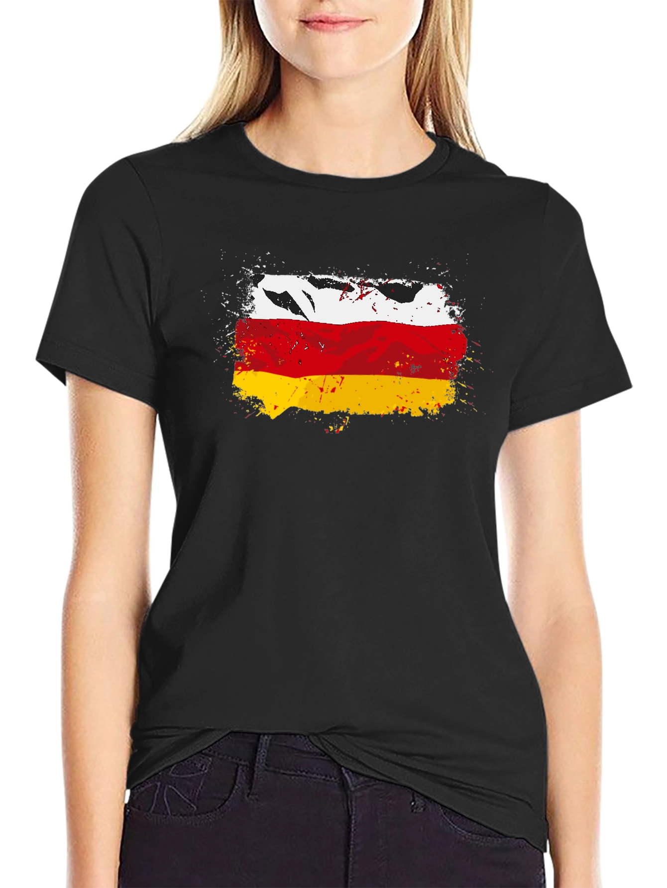 Distressed Germany Flag T-Shirt - Black Crew Neck