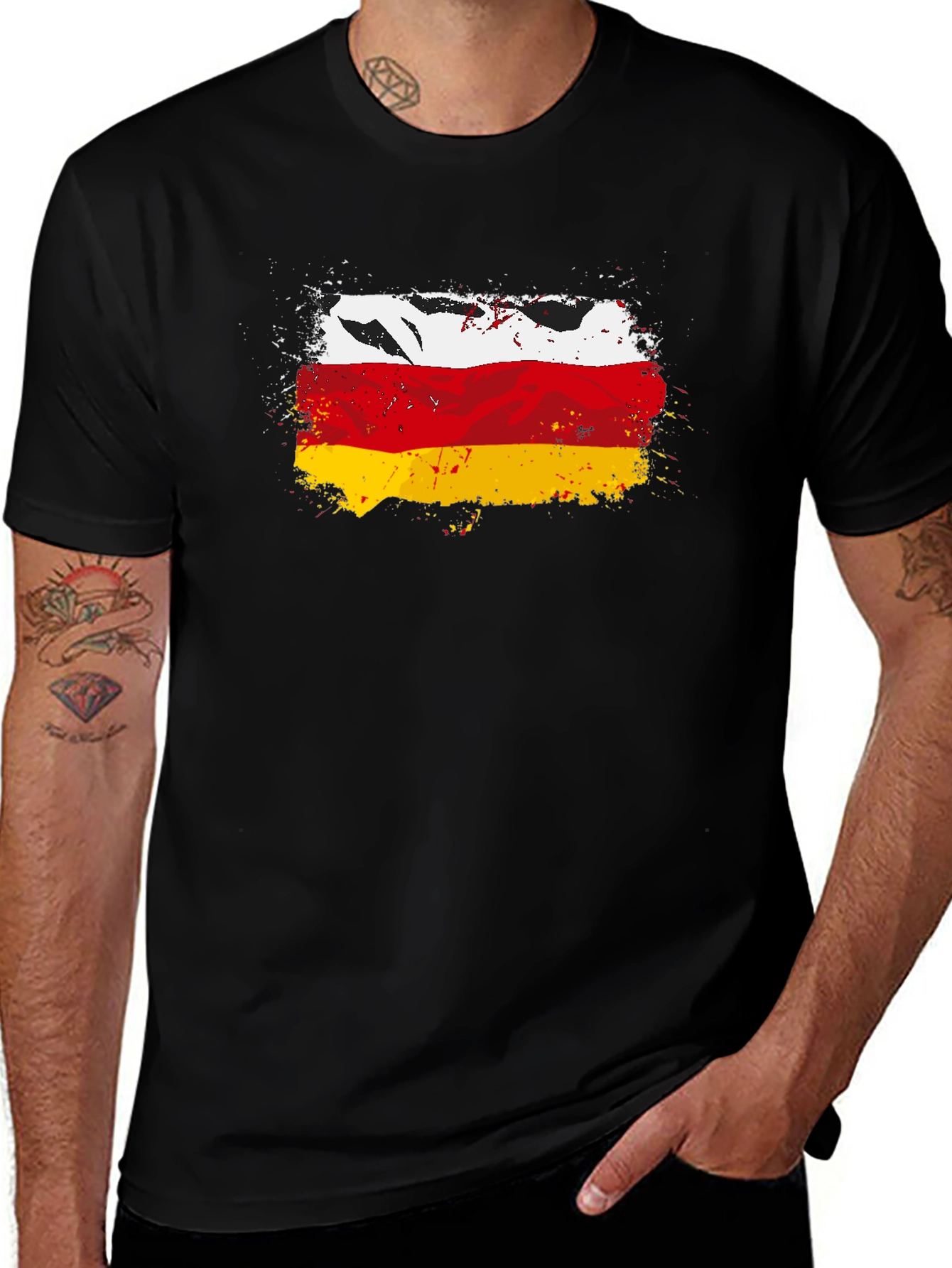 Distressed Germany Flag T-Shirt - Black Crew Neck