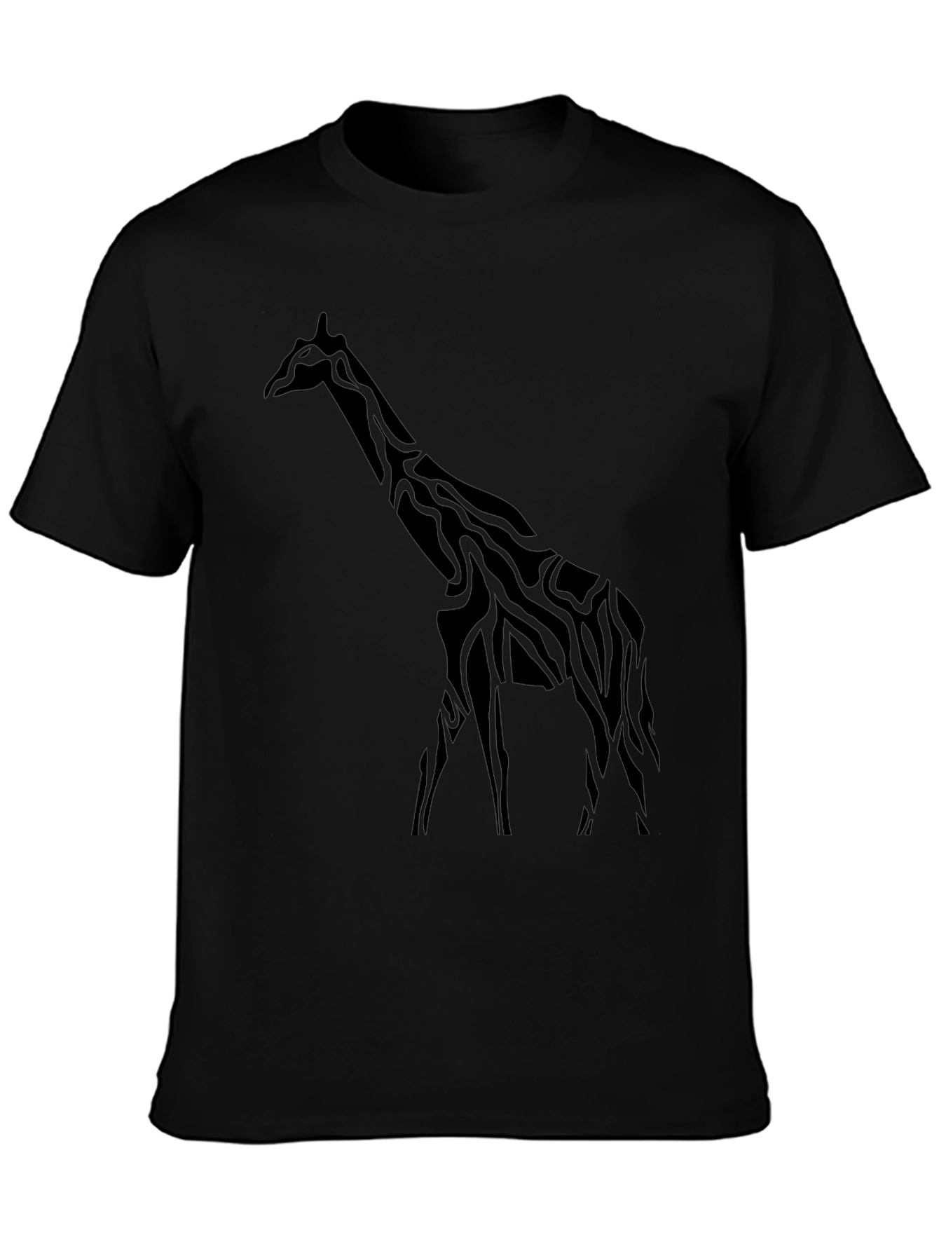 Mens Black Giraffe Graphic Tee