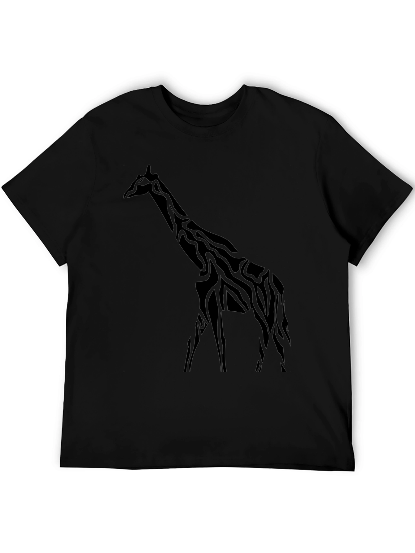 Mens Black Giraffe Graphic Tee