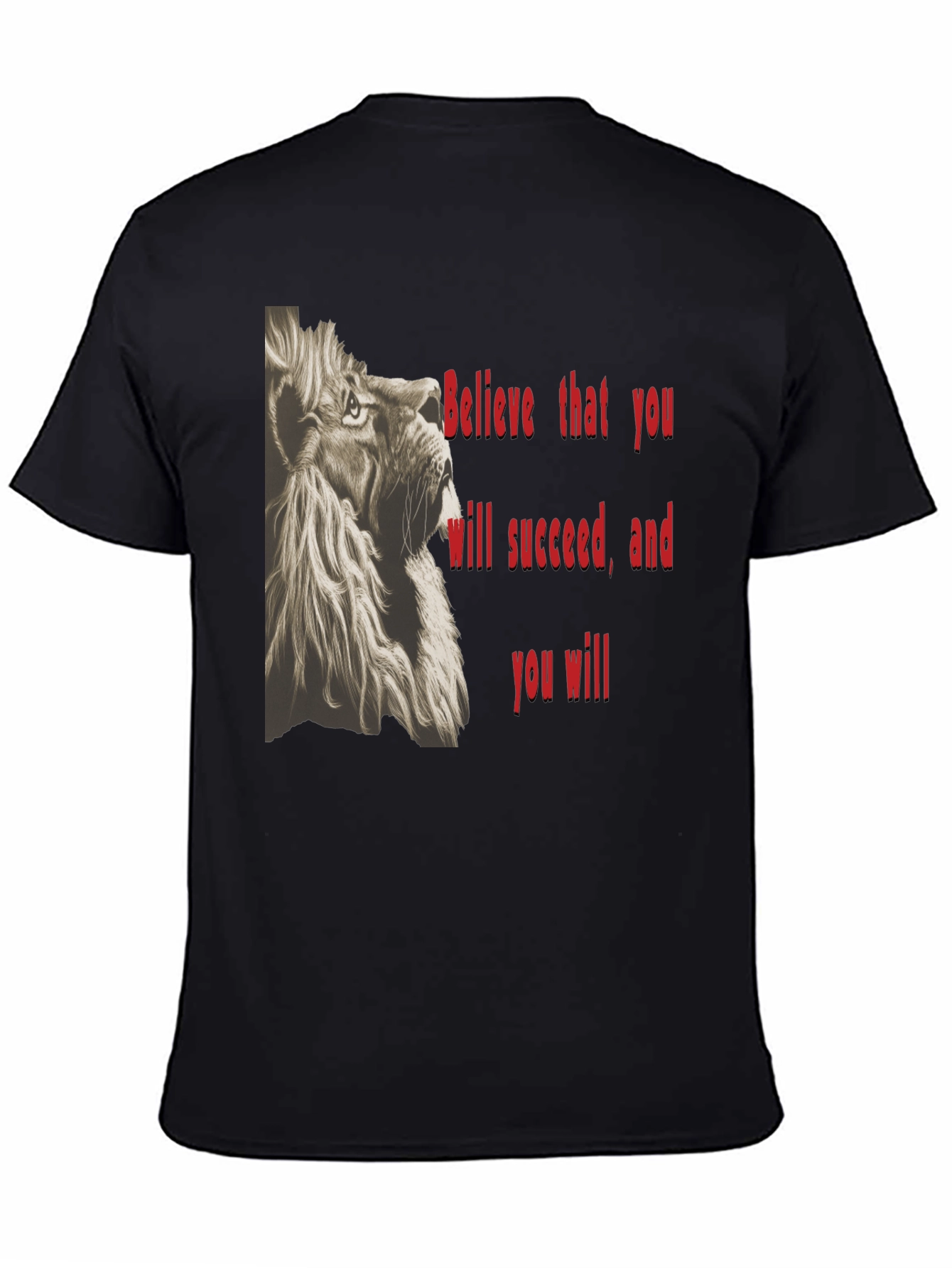 Lion Graphic Tee - Believe in Success - Black
