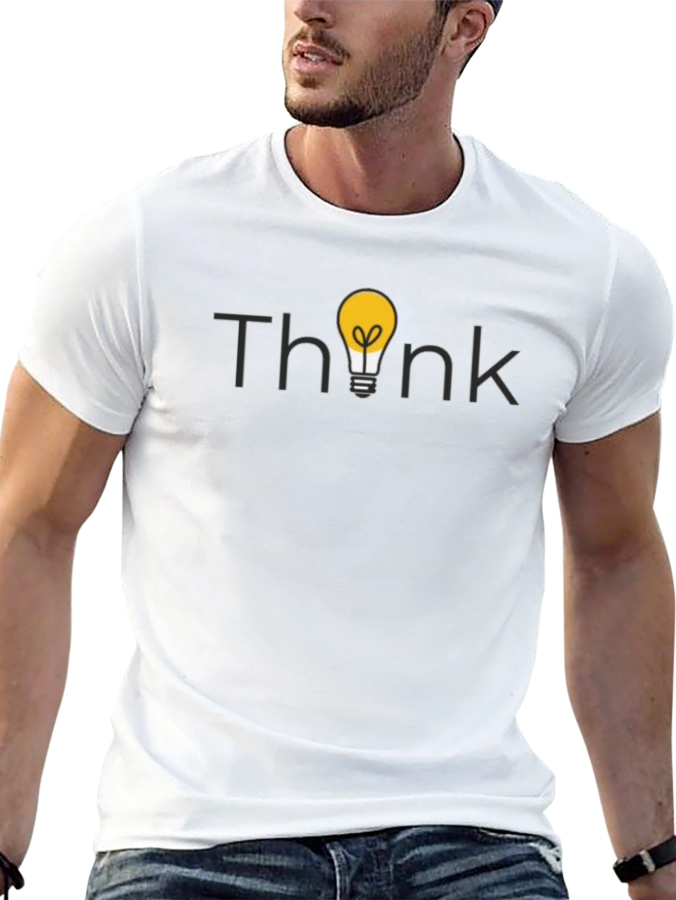 Think Lightbulb Graphic Tee - Mens Black Cotton T-Shirt