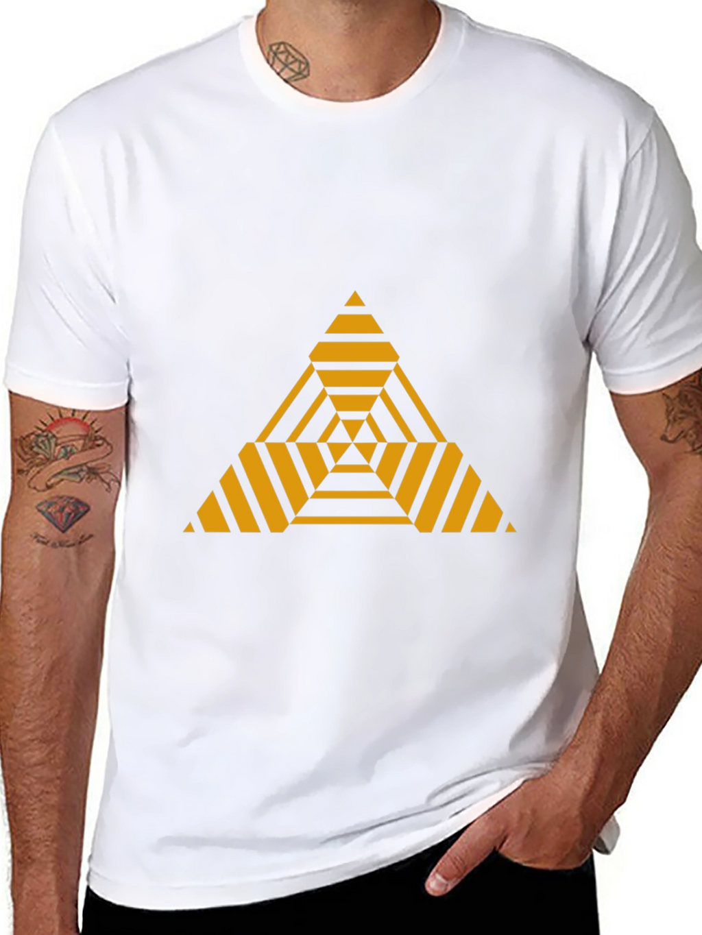 Geometric Triangle Graphic Tee - Modern Black T-Shirt