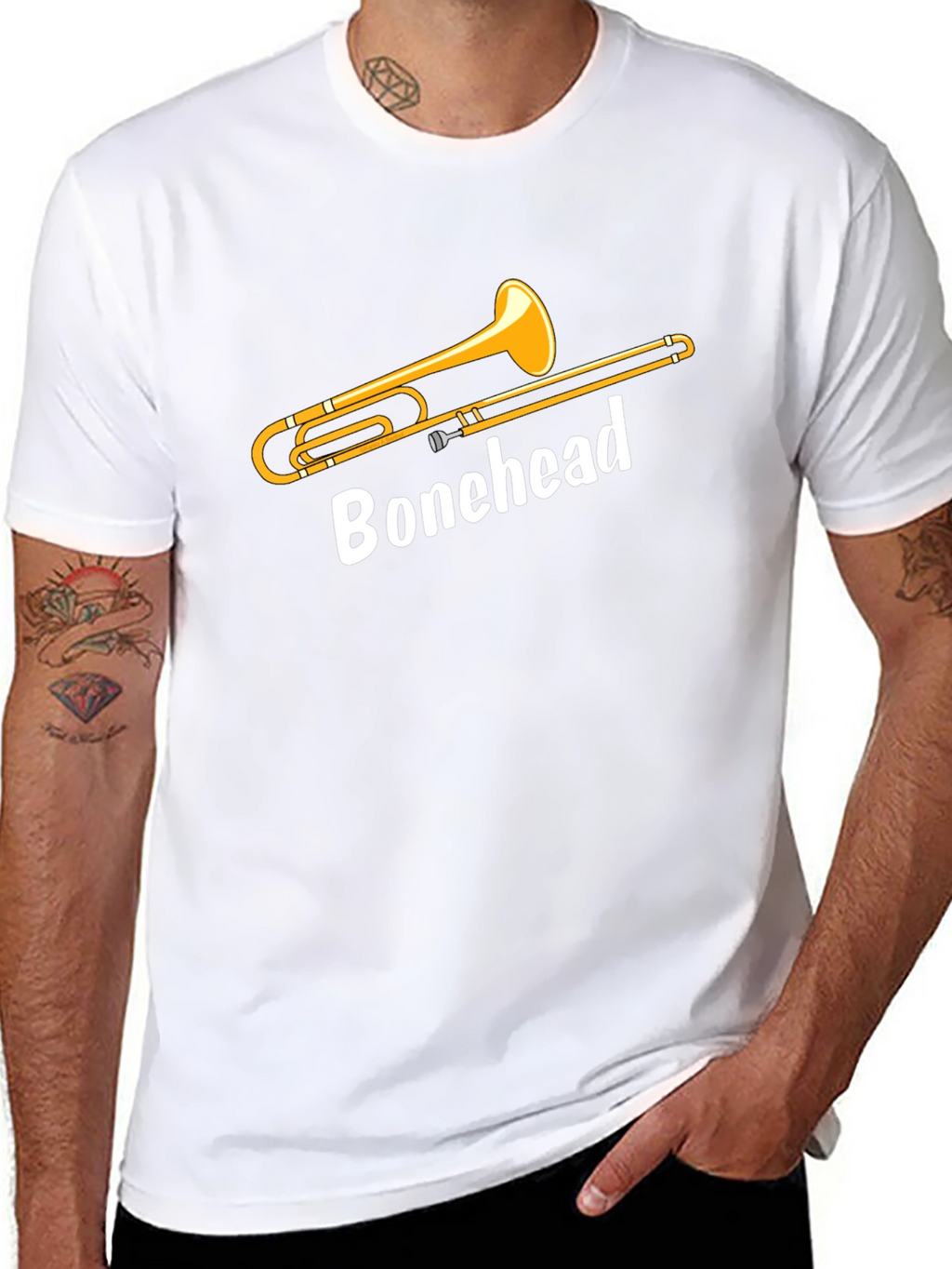 Bonehead Trombone Player T-Shirt - Black