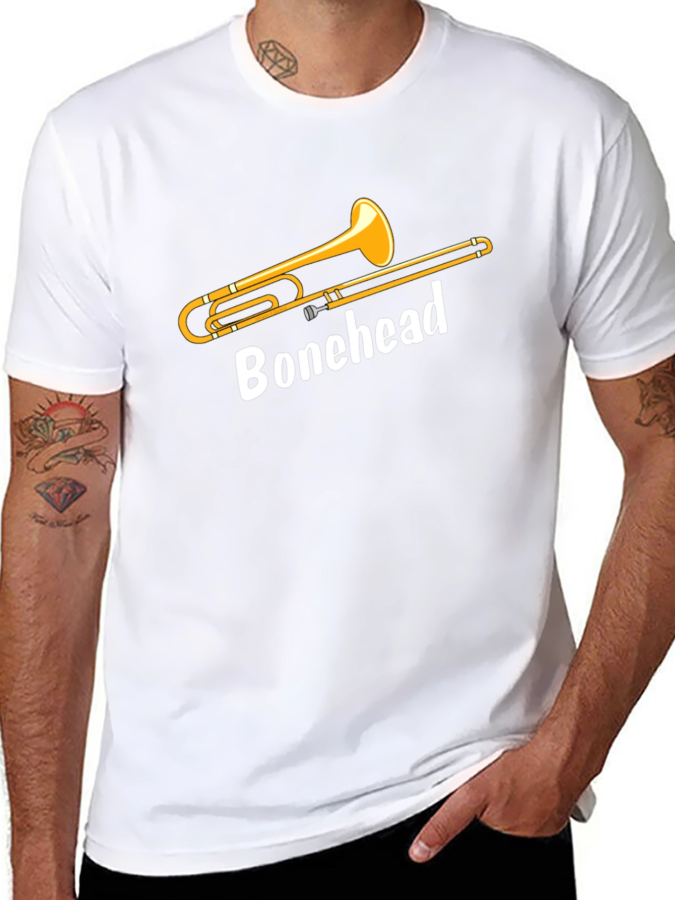 Bonehead Trombone Player T-Shirt - Black