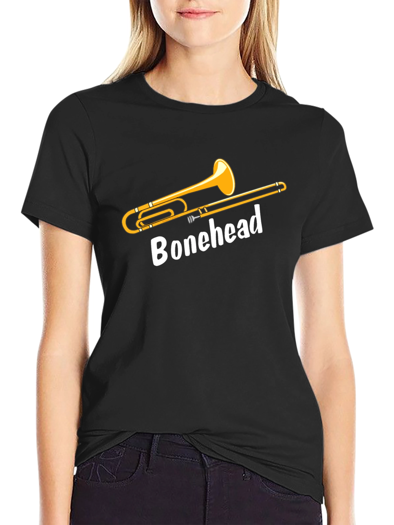Bonehead Trombone Player T-Shirt - Black