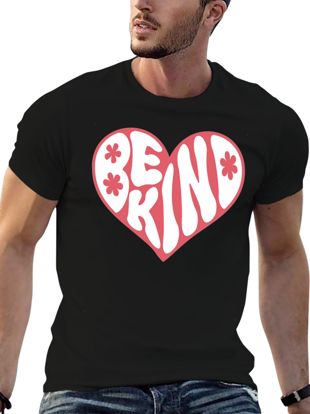 Be Kind Heart Graphic T-Shirt - Black
