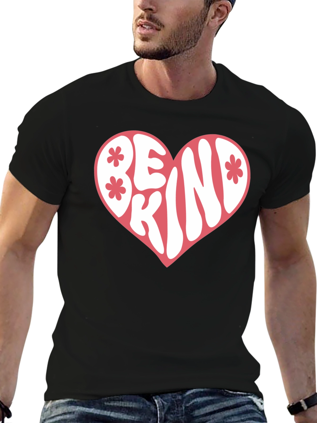 Be Kind Heart Graphic T-Shirt - Black