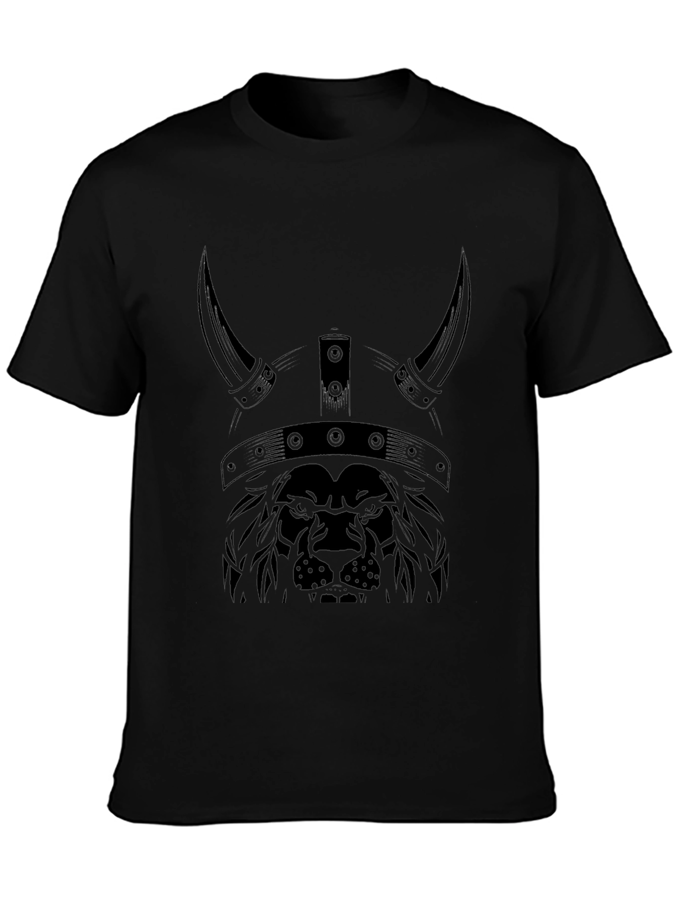 Lion Viking Helmet Graphic Tee - Black