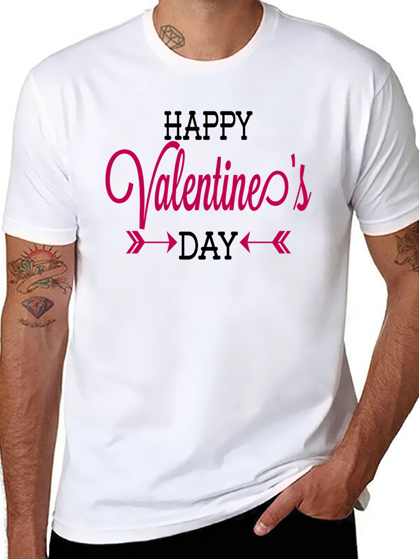 Happy Valentines Day Graphic Tee - Black