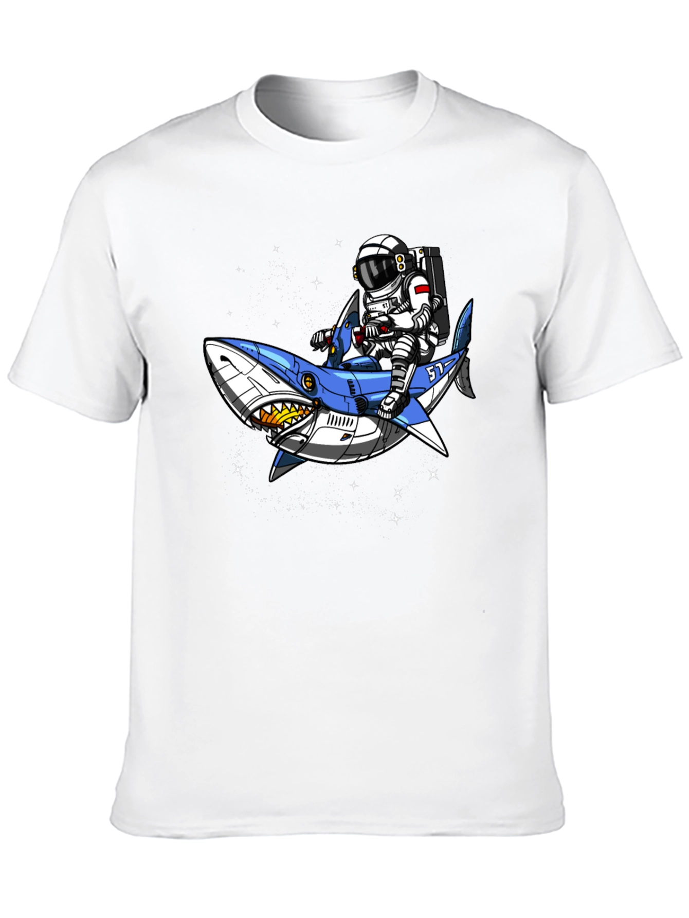 Astronaut Shark Rider Graphic Tee - Black