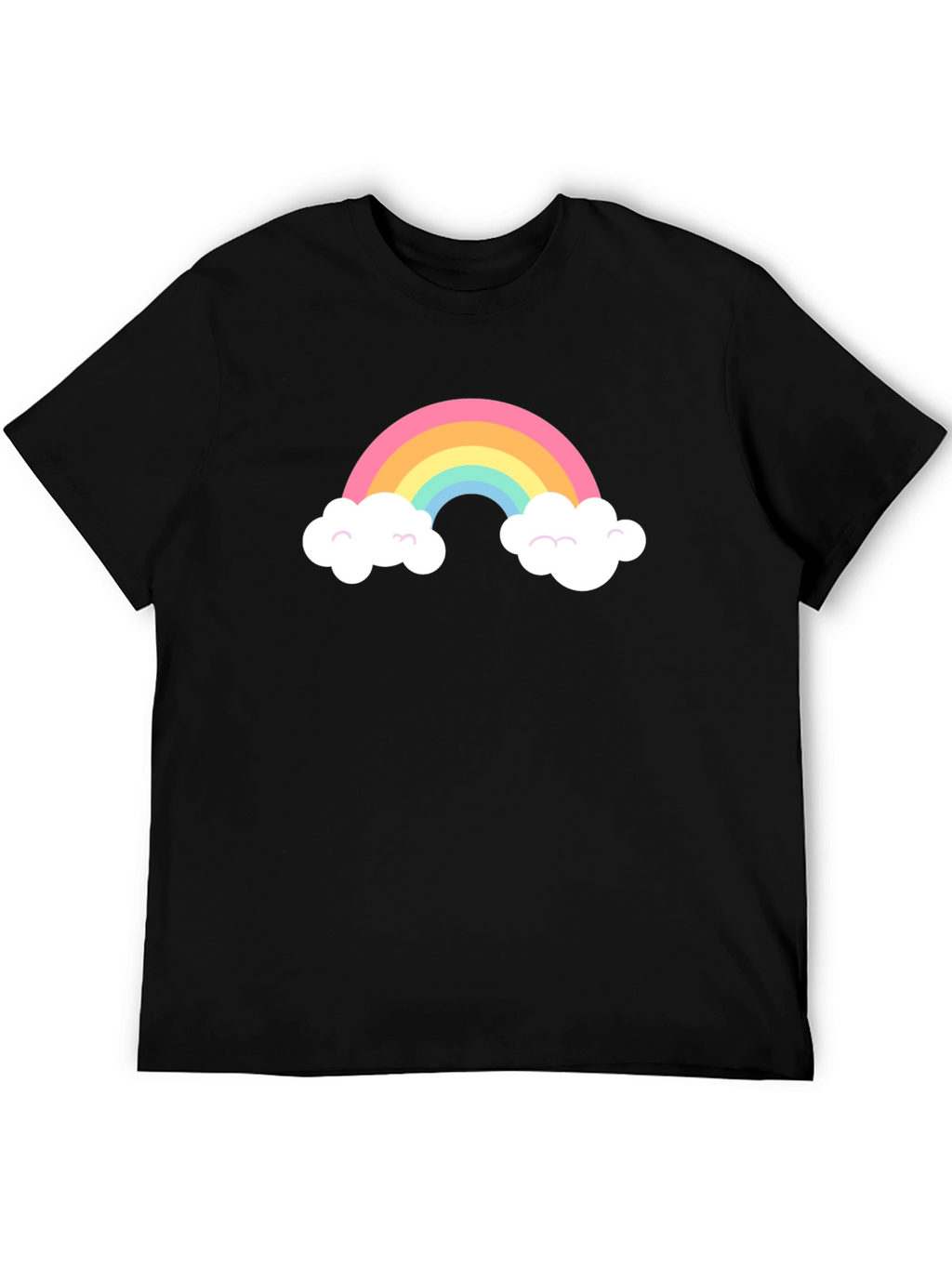 Rainbow Cloud Graphic Tee - Black Cotton T-Shirt