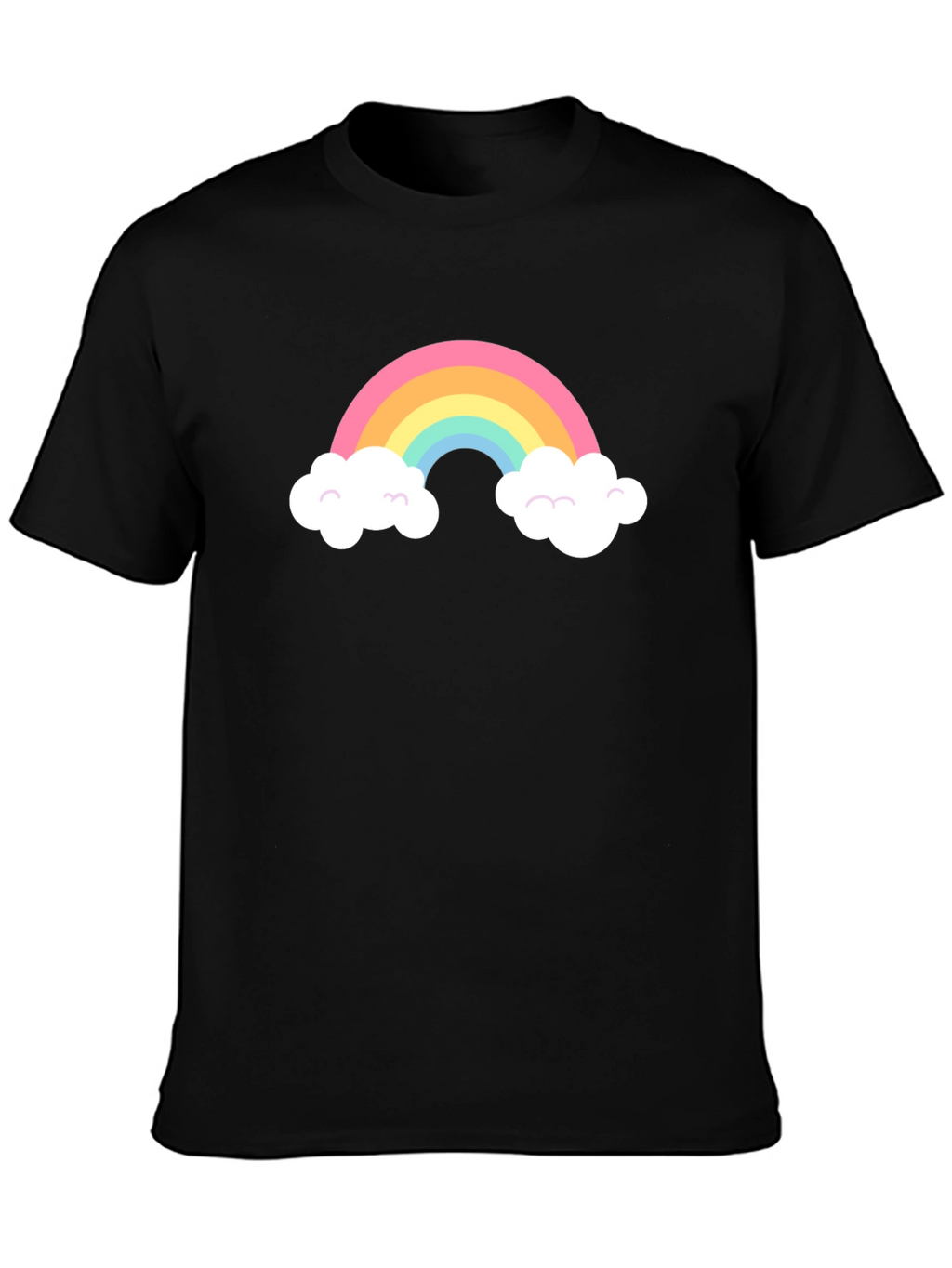 Rainbow Cloud Graphic Tee - Black Cotton T-Shirt