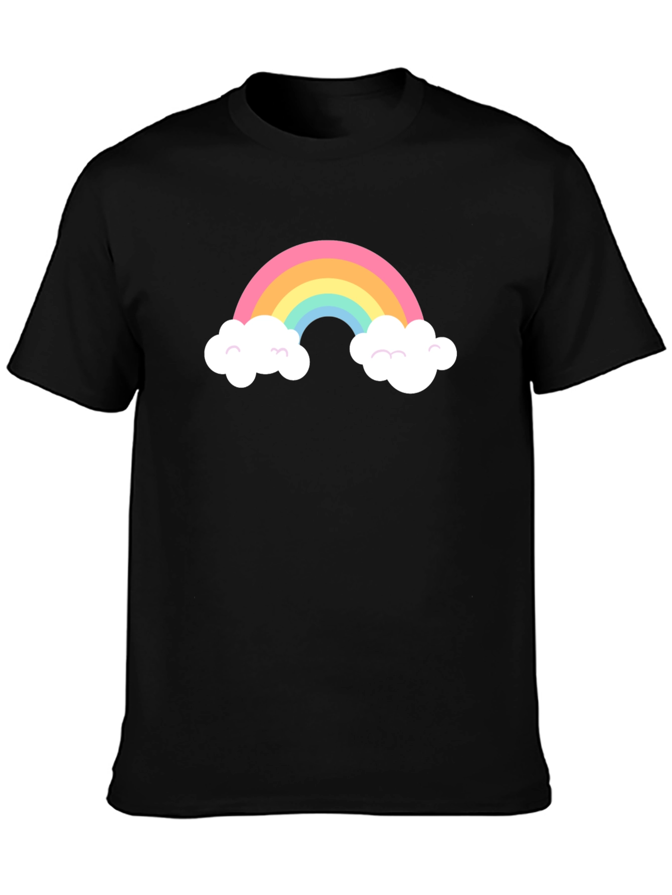 Rainbow Cloud Graphic Tee - Black Cotton T-Shirt