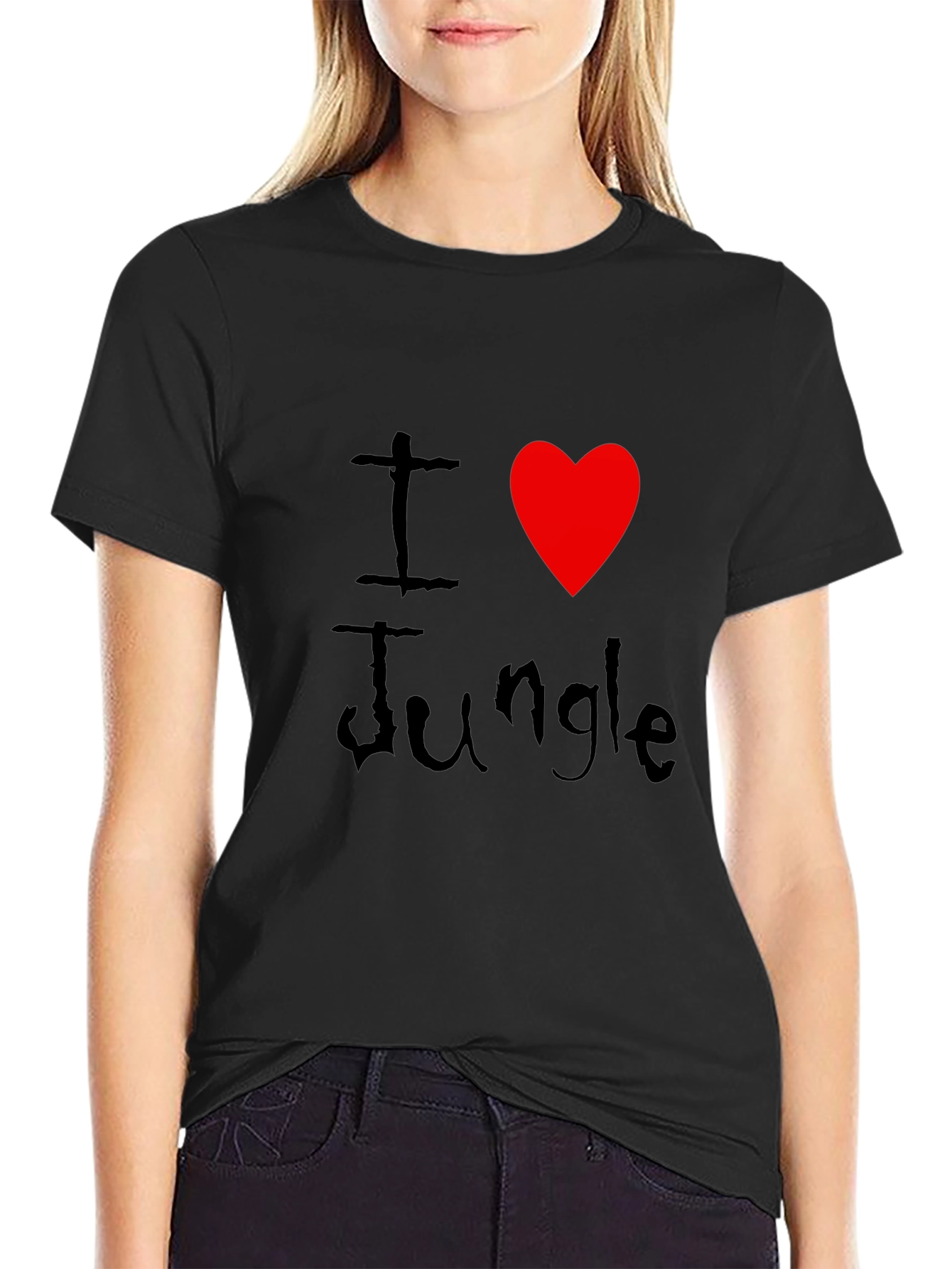I Love Jungle Black Graphic Tee Shirt