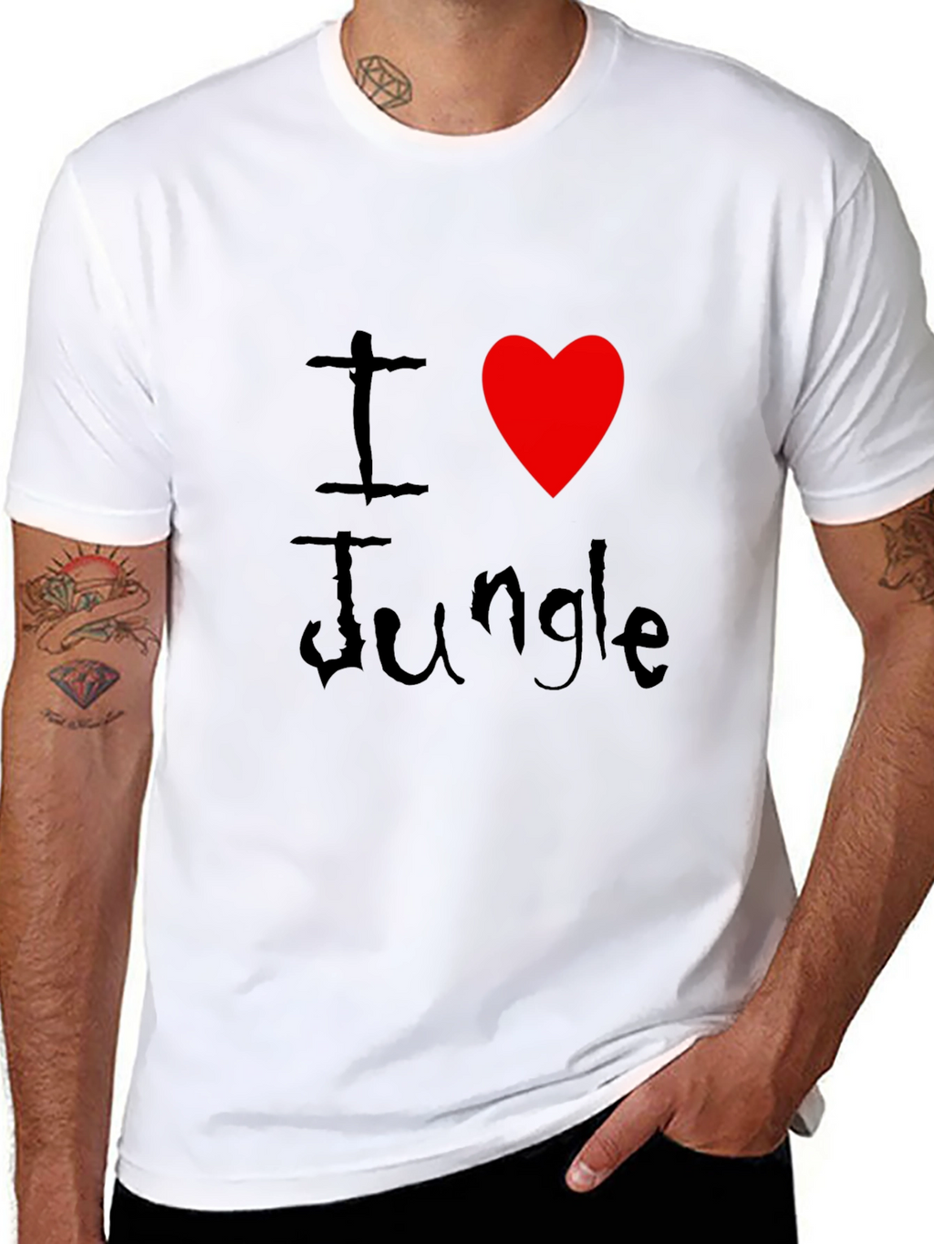 I Love Jungle Black Graphic Tee Shirt