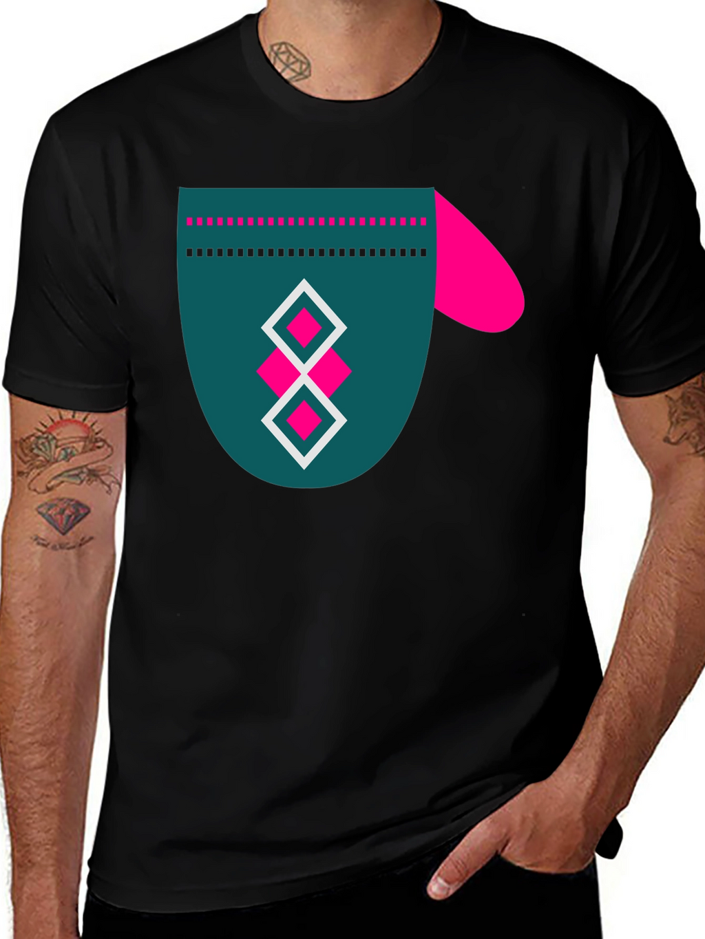 Modern Graphic Tee - Funky Mitten Design