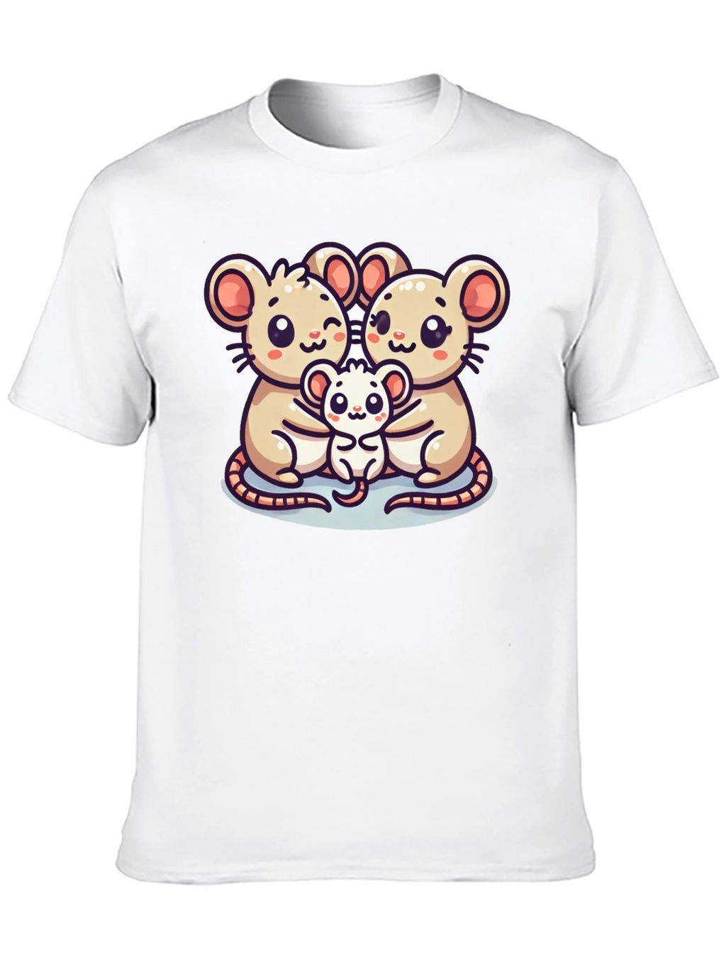 Cute Mouse Family Graphic Black T-Shirt