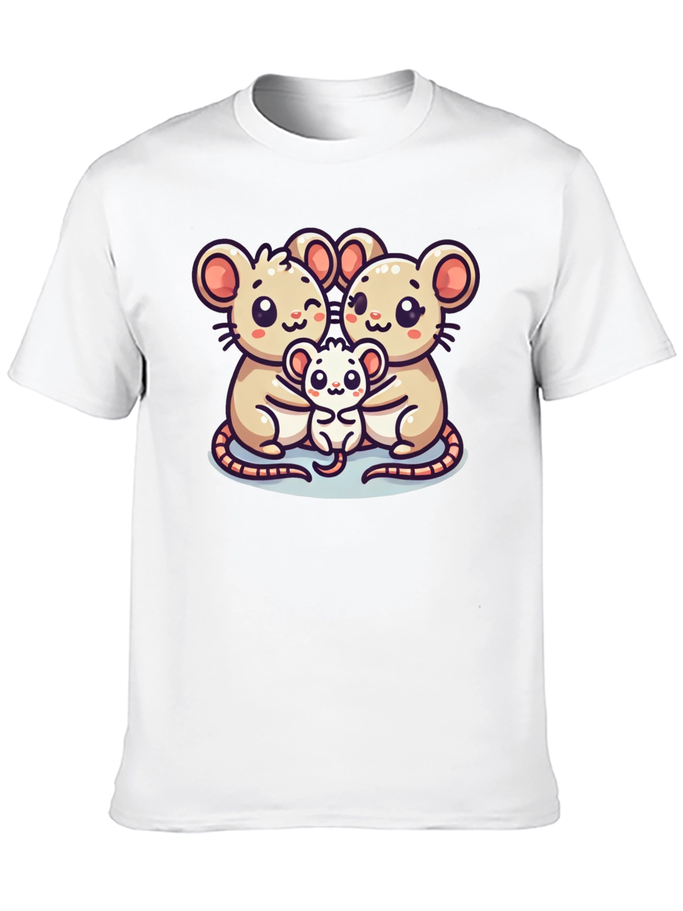 Cute Mouse Family Graphic Black T-Shirt